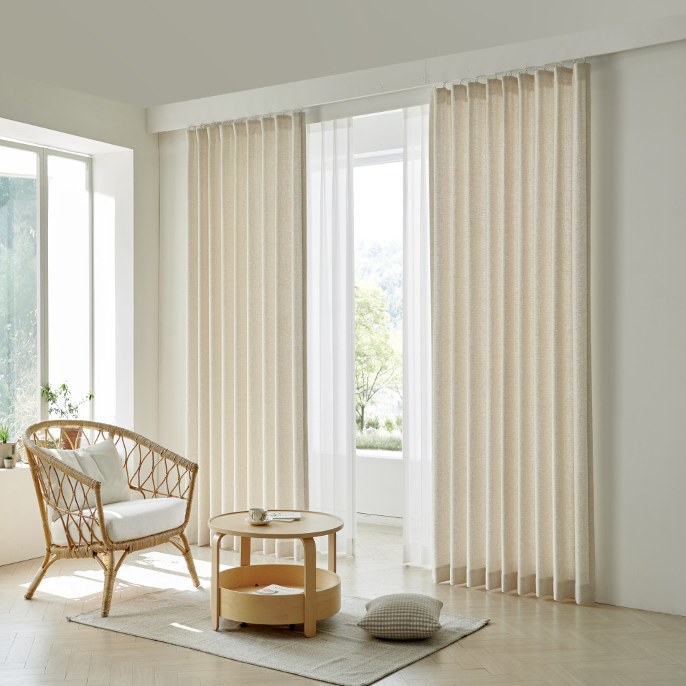 린넨 거실커튼 호텔식 형상기억 맞춤제작커텐 레일포함 세트