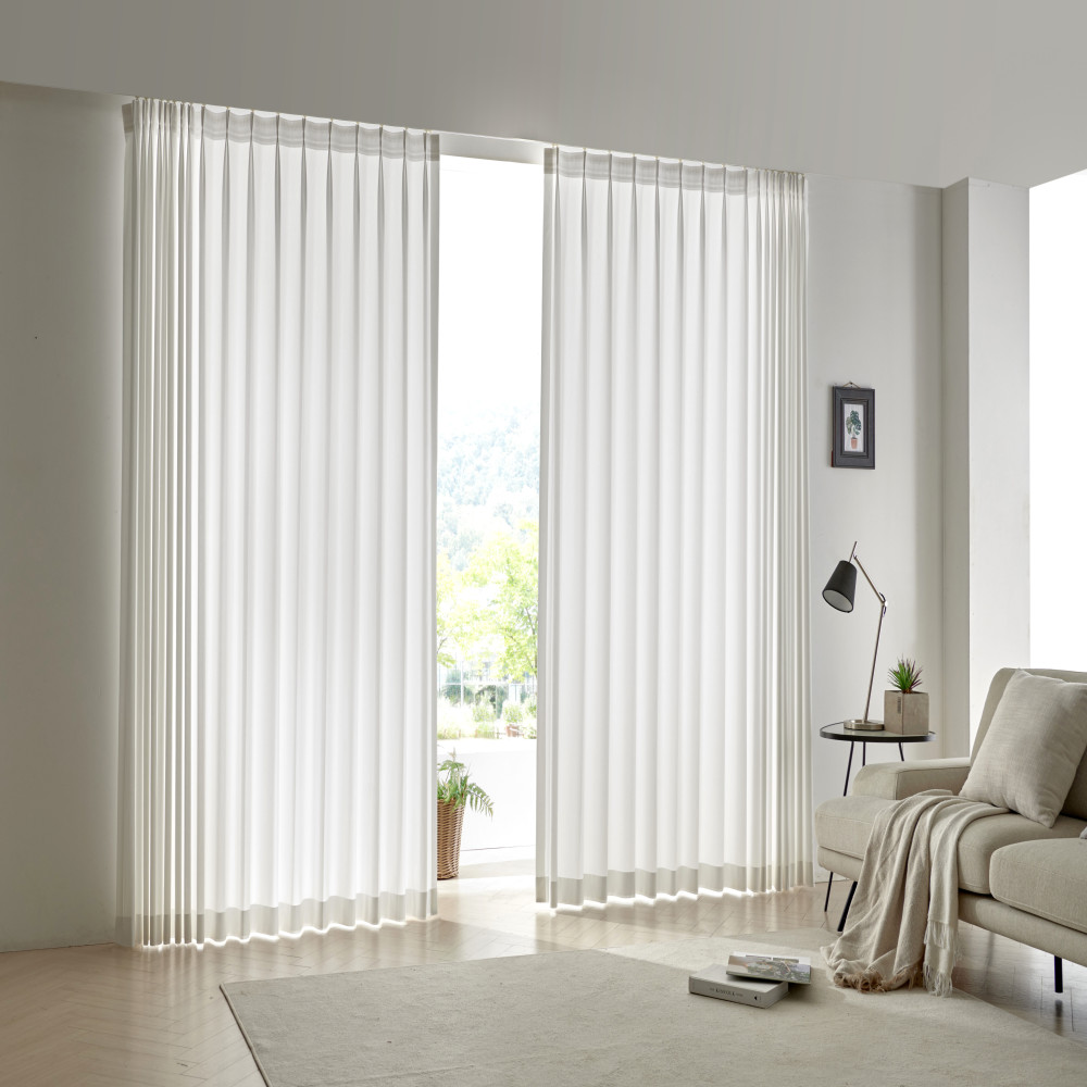 포레스트 도톰 쉬폰 스팀열처리 물결주름 형상가공 커튼 (레일포함 세트)